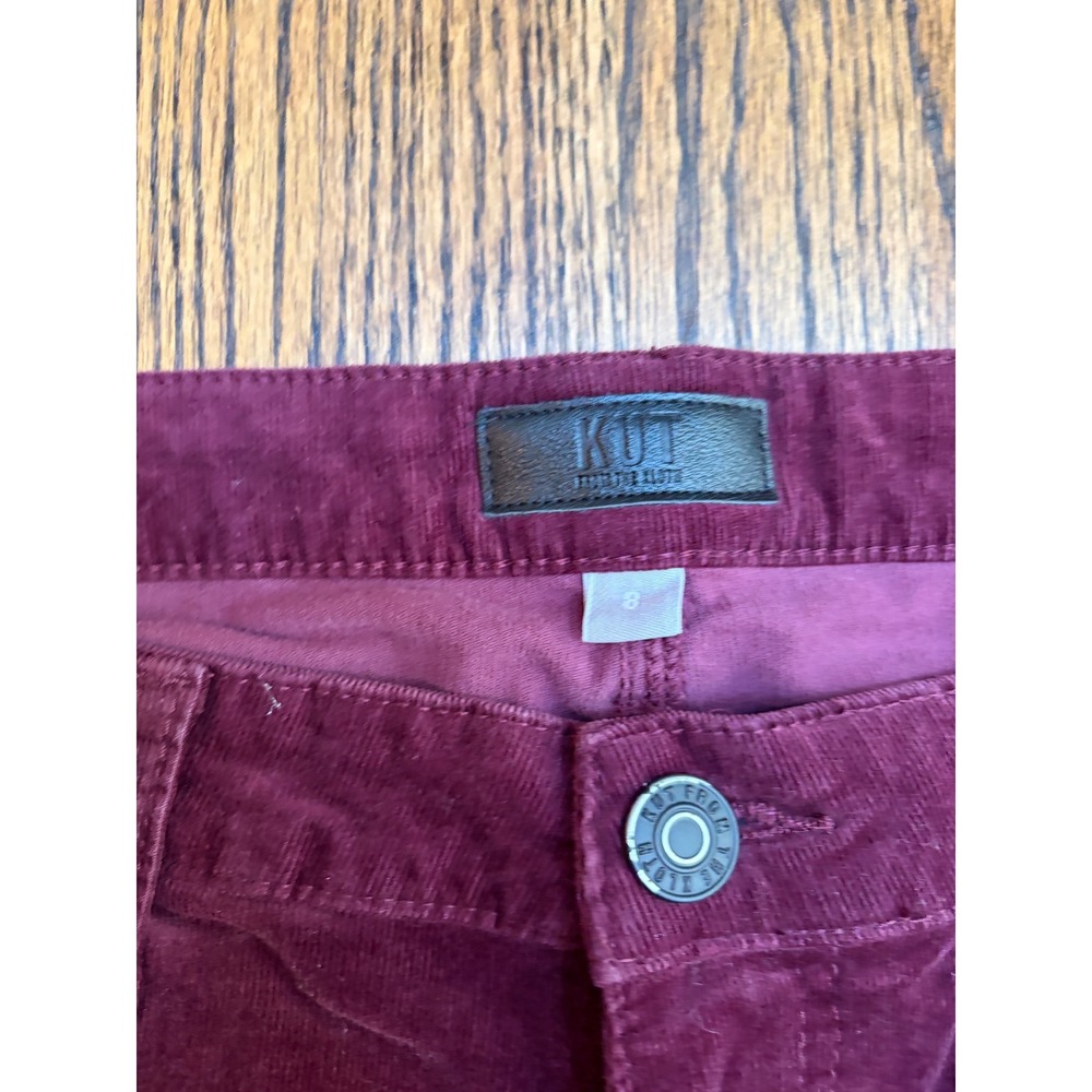 KUT from the Kloth Corduroy Pants 8 Burgundy Straight Academia Preppy Heritage - Picture 4 of 6